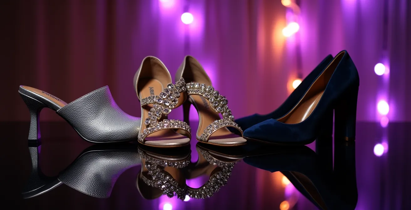 Glamouröse Absatzschuhe in nächtlicher Party-Atmosphäre