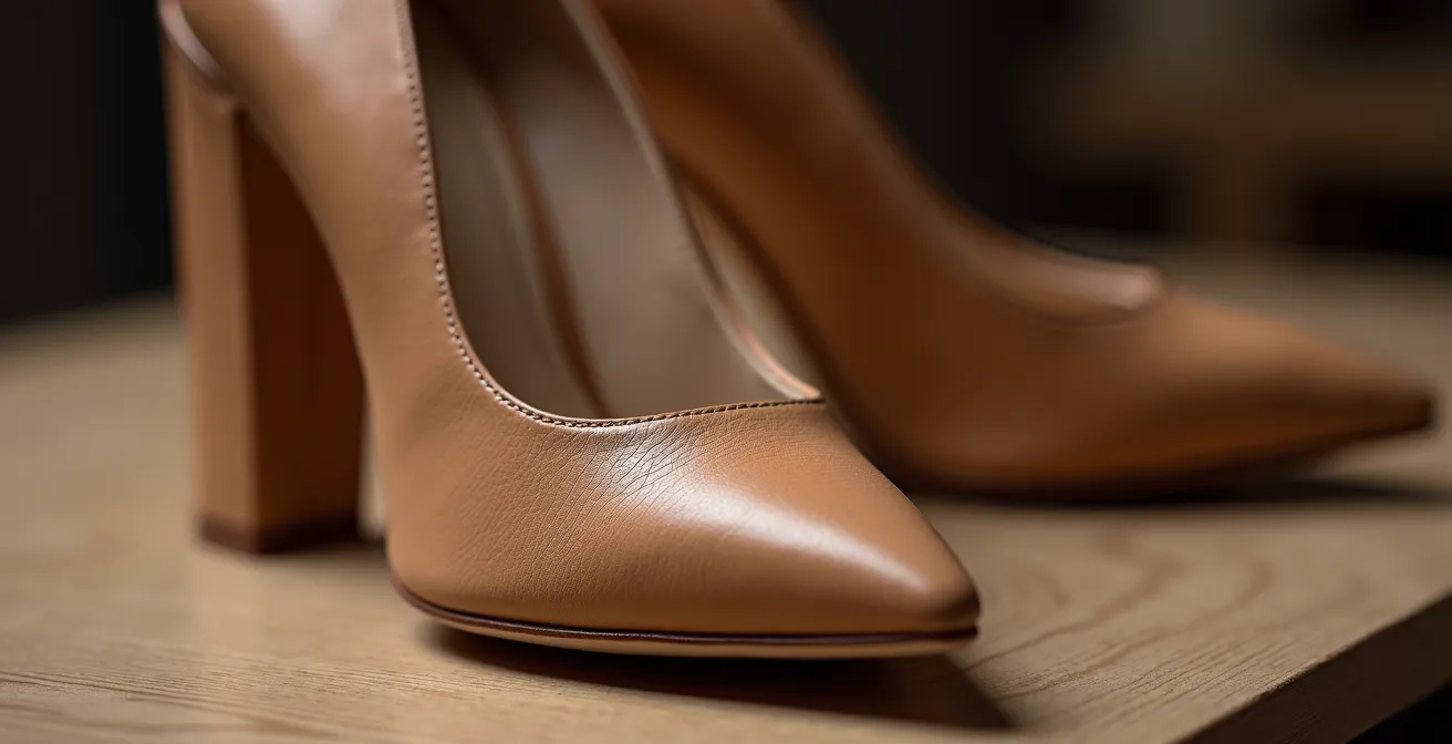 Detailaufnahme eines hochwertigen Pumps mit sichtbaren Qualitätsmerkmalen