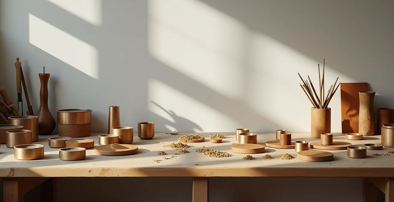 Eine moderne und saubere Schmuckwerkstatt, die auf nachhaltige Produktion mit recycelten Materialien spezialisiert ist.