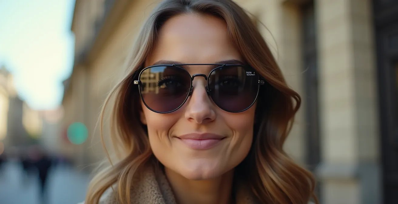 Verschiedene Sonnenbrillenformen im urbanen deutschen Kontext