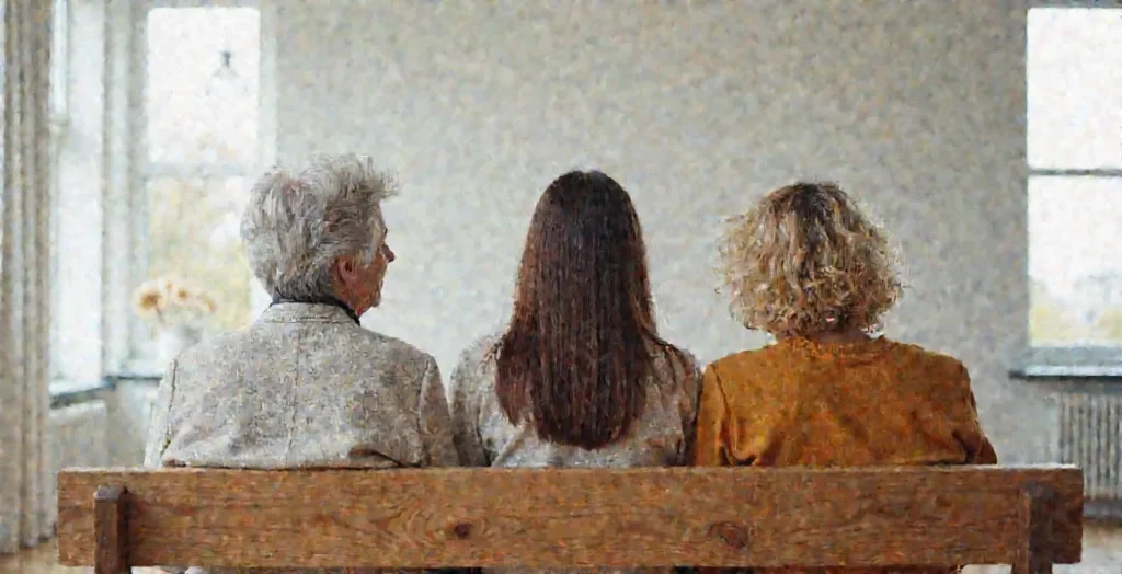 Weitwinkelaufnahme zeigt verschiedene Generationen einer Familie mit unterschiedlichen Haarstrukturen im natürlichen Licht Weitwinkelaufnahme zeigt verschiedene Generationen einer Familie mit unterschiedlichen Haarstrukturen im natürlichen Licht